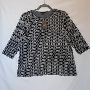 J. Jill Wearever Collection Womens Top 3/4 Sleeve Patterned Small